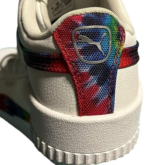 Puma Carina Tie Dye Women's Athletic Shoe White Rainbow Size 7.5 Tennis Sneakers - Picture 12 of 13
